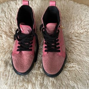 Vans Pink Leather Suede High Top Sneaker